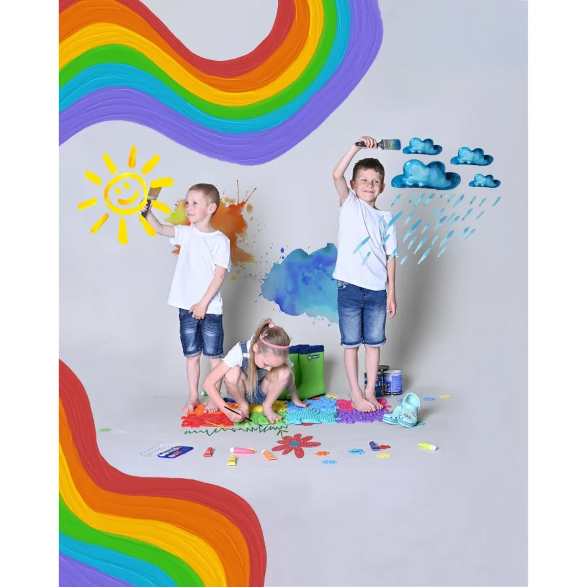 Zestaw 8 mat sensorycznych Rainbow dla dzieci od 12 msc+, od 1 roku