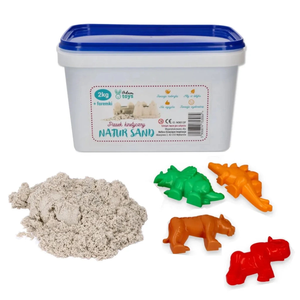 Zestaw piasek kinetyczny NaturSand 2kg + foremki dinozaury, od 3 lat